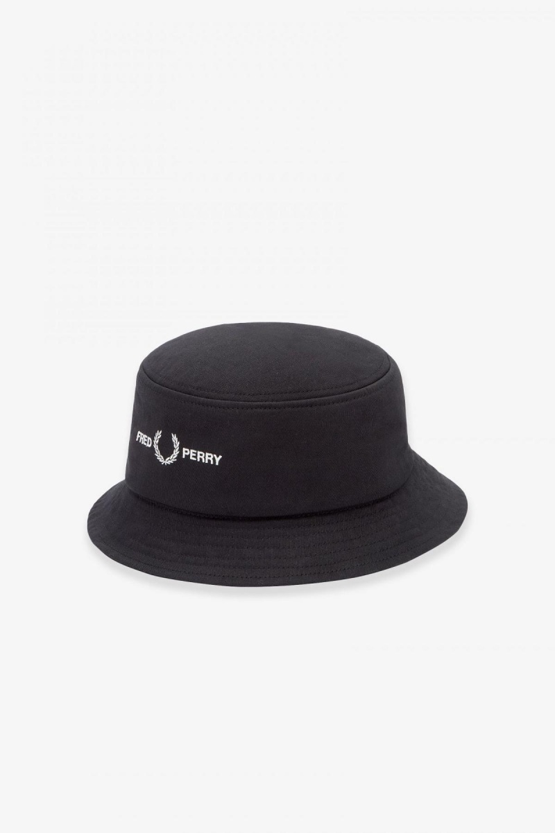 Sombrero Fred Perry Twill Estampados Branding Bucket Accessories Negros | MXXBR61176