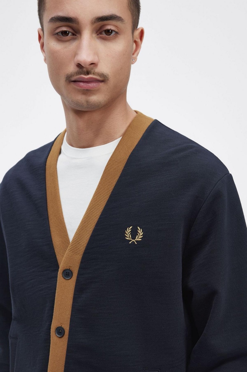 Sudaderas Fred Perry Button Through Hombre Azul Marino | MXEAH80136