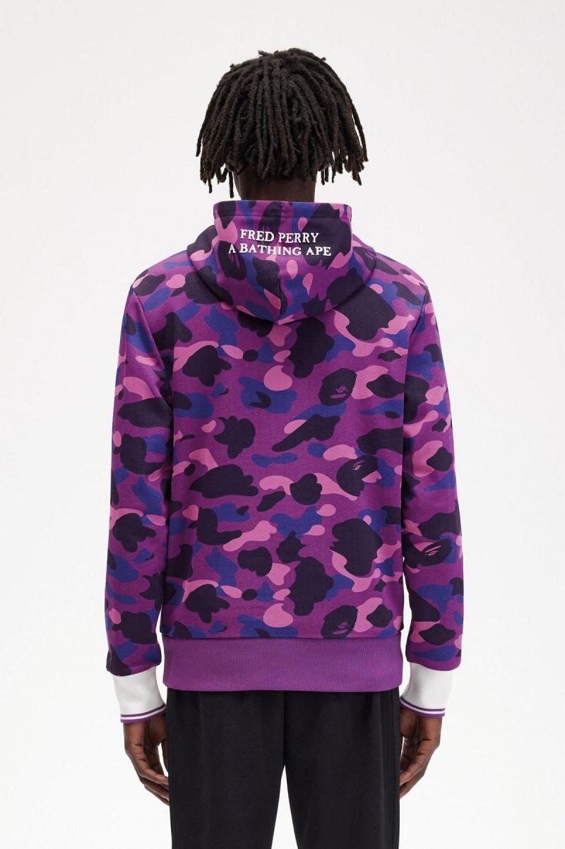 Sudaderas Fred Perry Camouflage Encapuchado Hombre Morados | MXDFL62559