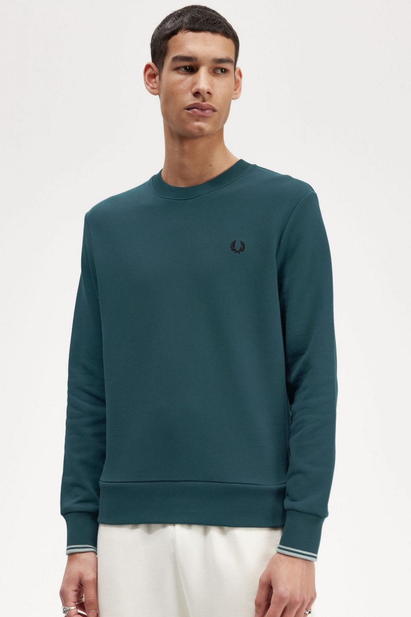 Sudaderas Fred Perry Crew Neck Hombre Azules | QMXUV74722