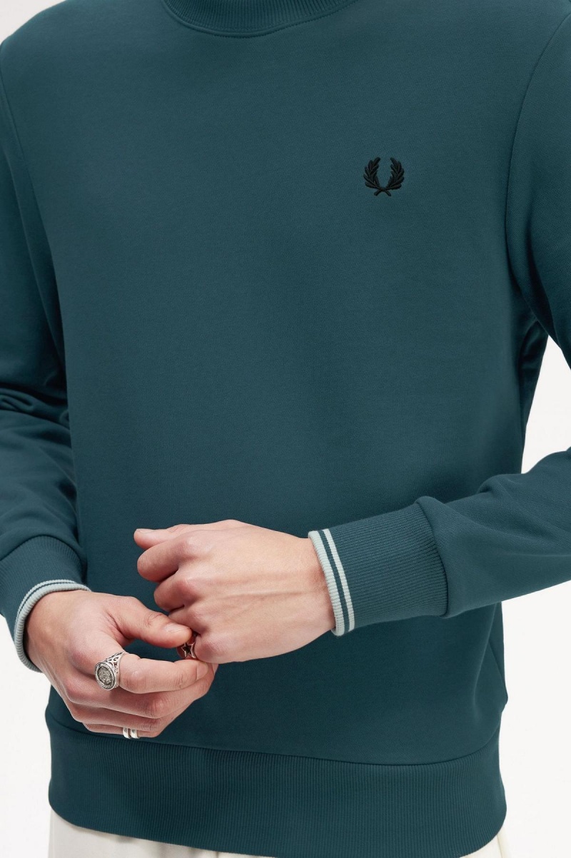 Sudaderas Fred Perry Crew Neck Hombre Azules | QMXUV74722