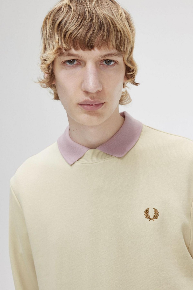 Sudaderas Fred Perry Crew Neck Hombre Oatmeal | TMXWZ50459