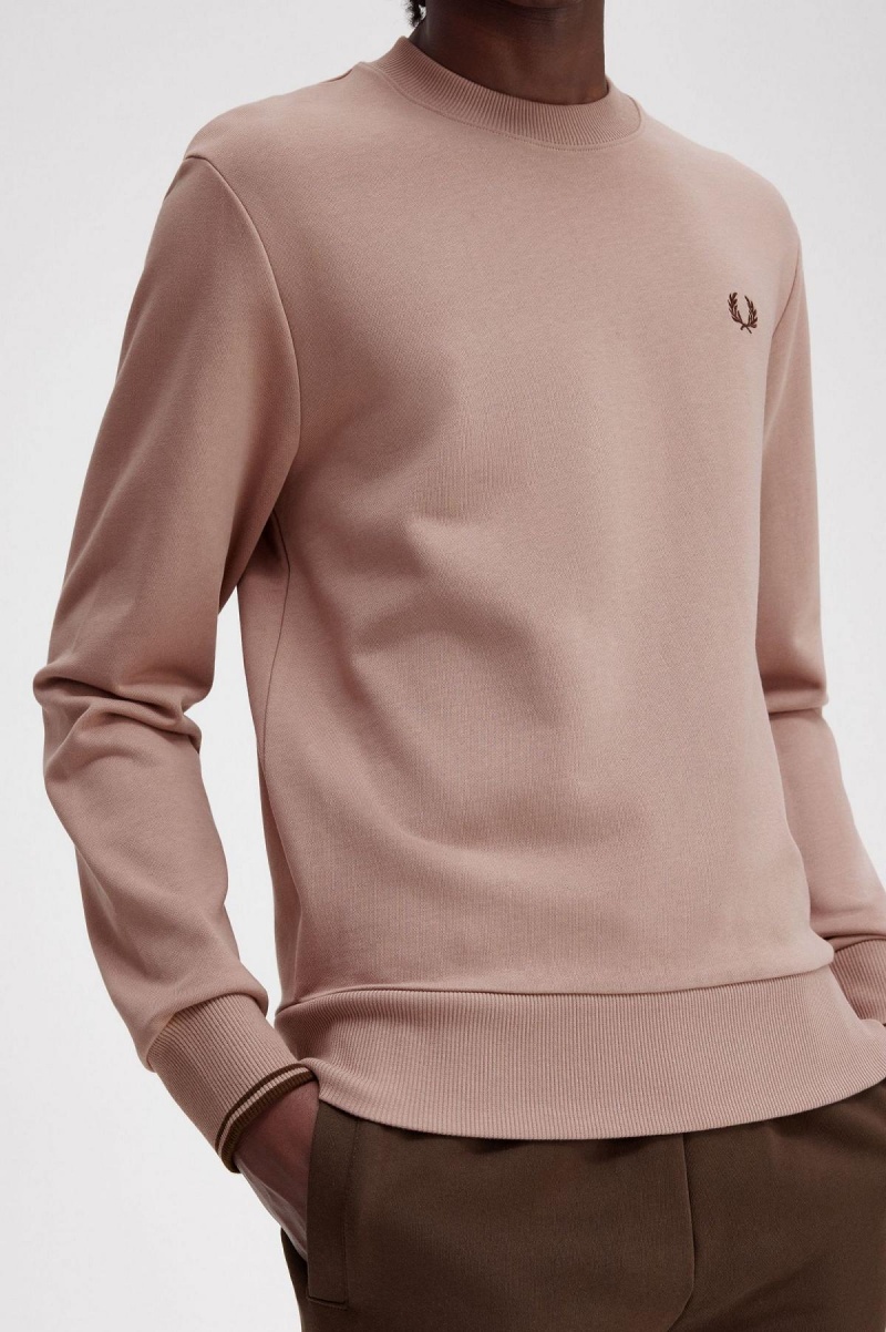 Sudaderas Fred Perry Crew Neck Hombre Rosas Oscuro | LMXSX74339