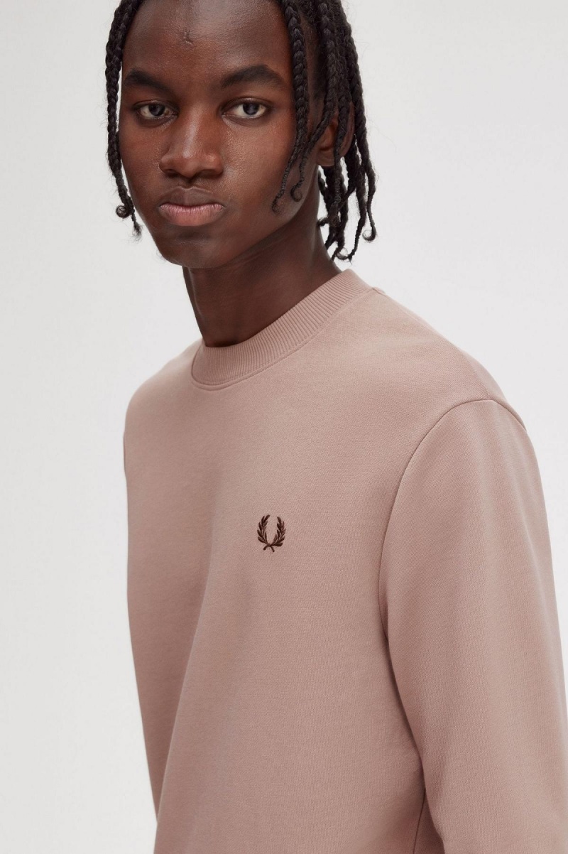 Sudaderas Fred Perry Crew Neck Hombre Rosas Oscuro | LMXSX74339