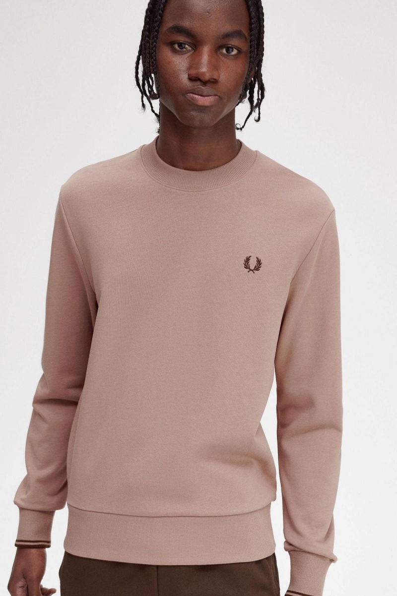 Sudaderas Fred Perry Crew Neck Hombre Rosas Oscuro | LMXSX74339