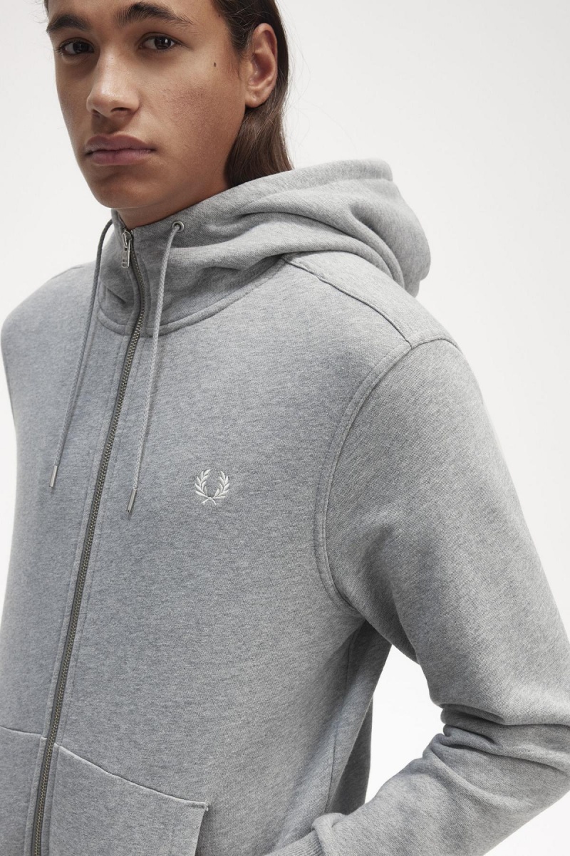 Sudaderas Fred Perry Encapuchado Zip Through Hombre Steel Marl | YMXVQ40913