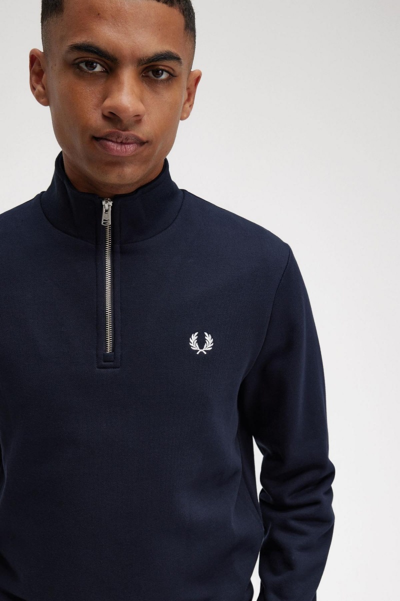 Sudaderas Fred Perry Half Zip Hombre Azul Marino | PMXER82590