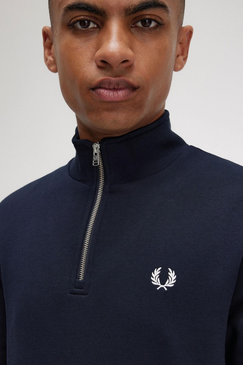 Sudaderas Fred Perry Half Zip Hombre Azul Marino | PMXER82590