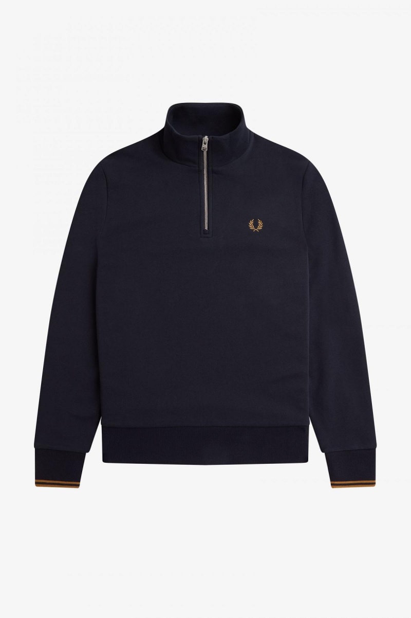 Sudaderas Fred Perry Half Zip Hombre Azul Marino Azules | MXZPD21818