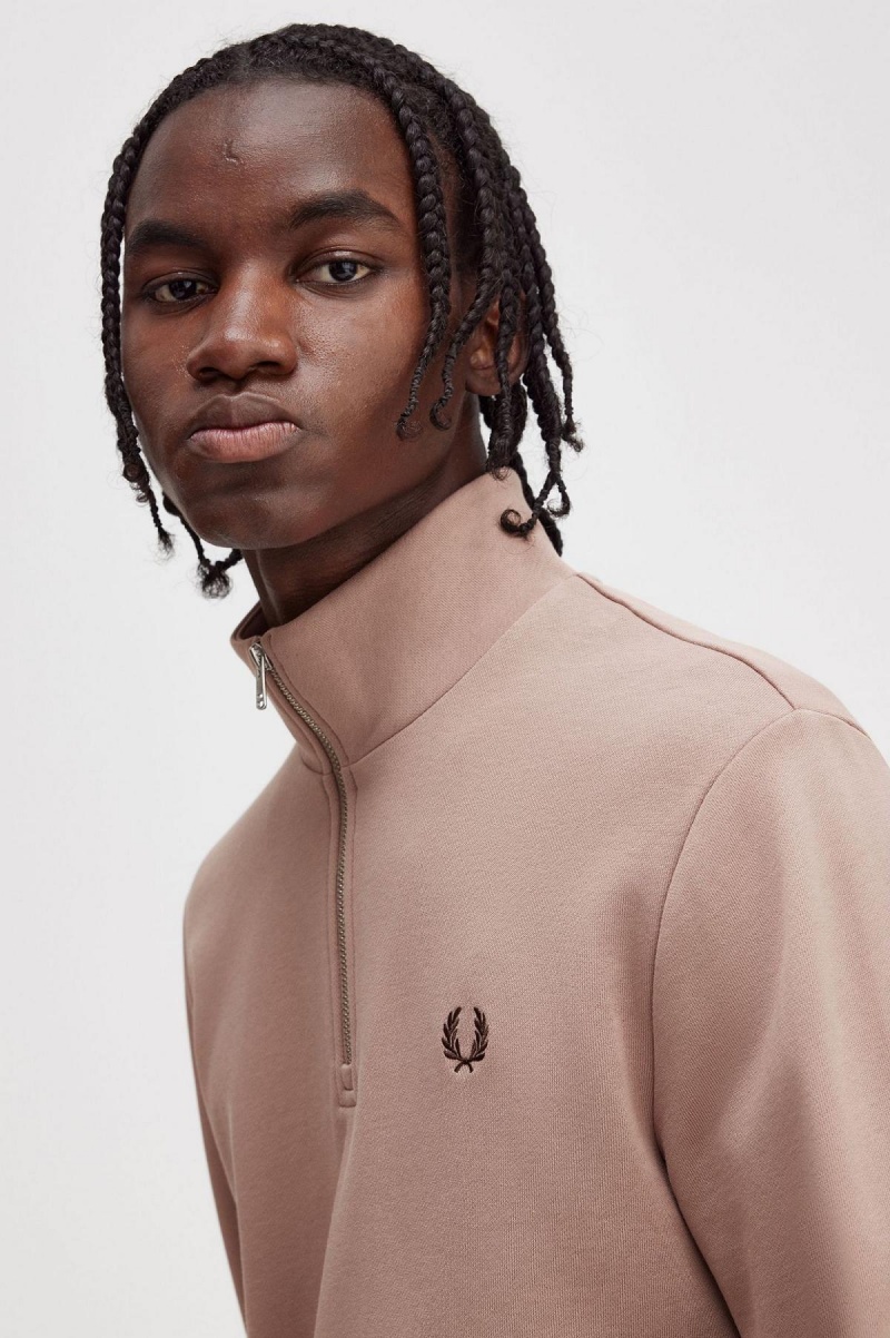 Sudaderas Fred Perry Half Zip Hombre Rosas Oscuro | MXXMI19041