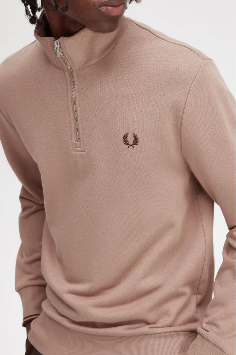 Sudaderas Fred Perry Half Zip Hombre Rosas Oscuro | MXXMI19041