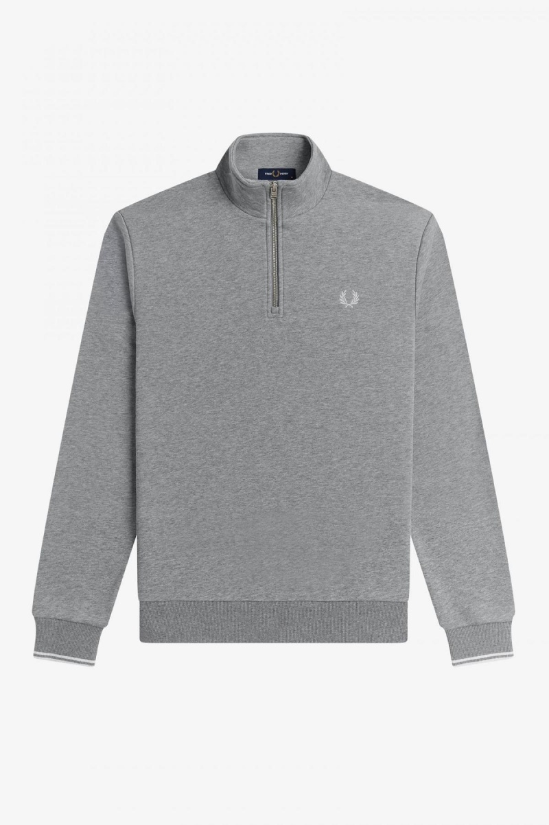 Sudaderas Fred Perry Half Zip Hombre Steel Marl | MXDFL80857