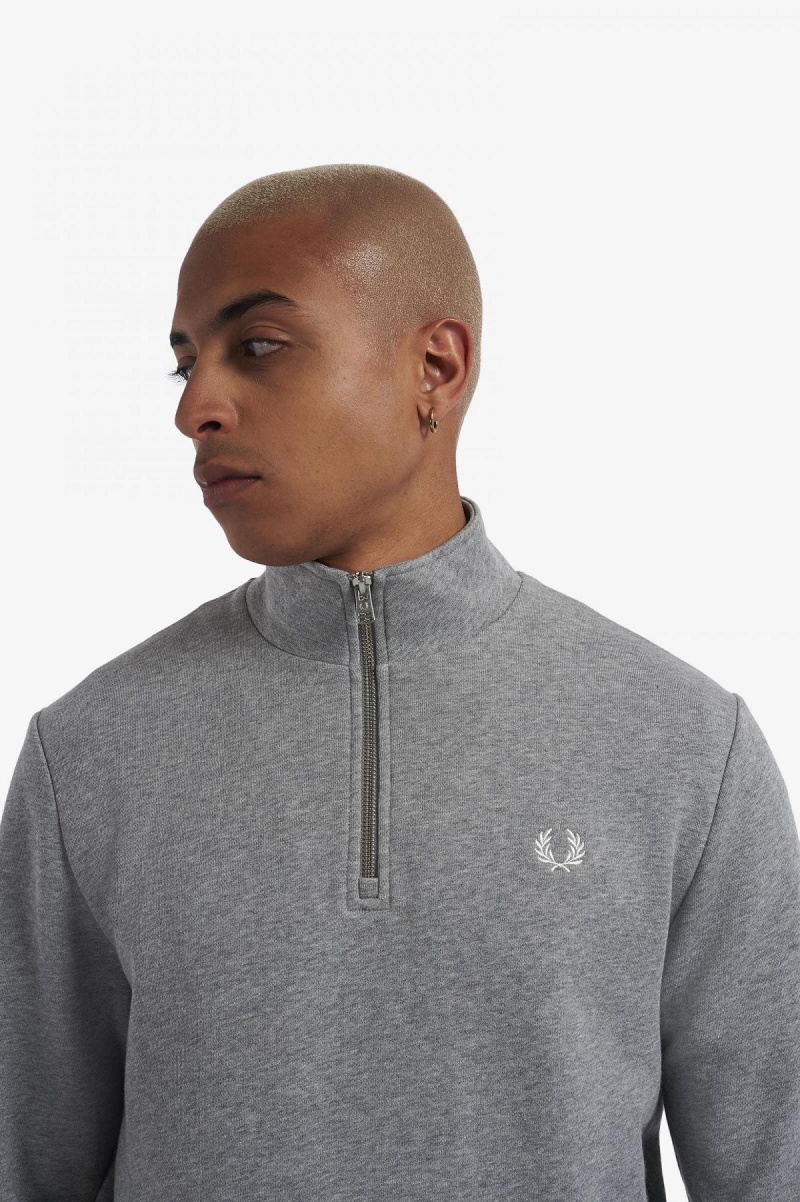 Sudaderas Fred Perry Half Zip Hombre Steel Marl | MXDFL80857