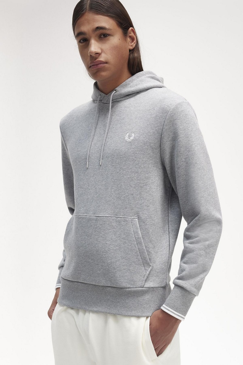 Sudaderas Fred Perry Tipped Encapuchado Hombre Steel Marl | BMXSO16631