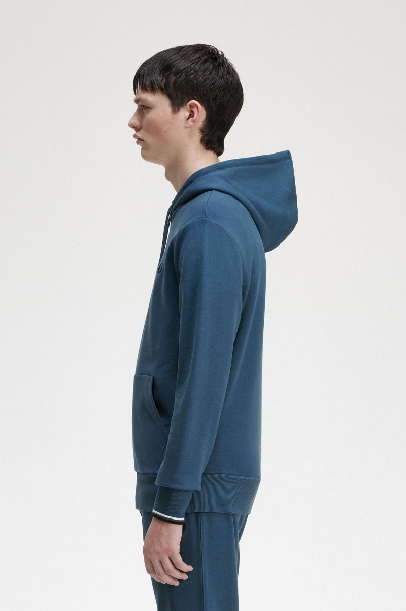 Sudaderas Fred Perry Tipped Encapuchado Hombre Azules | MXJZR71573