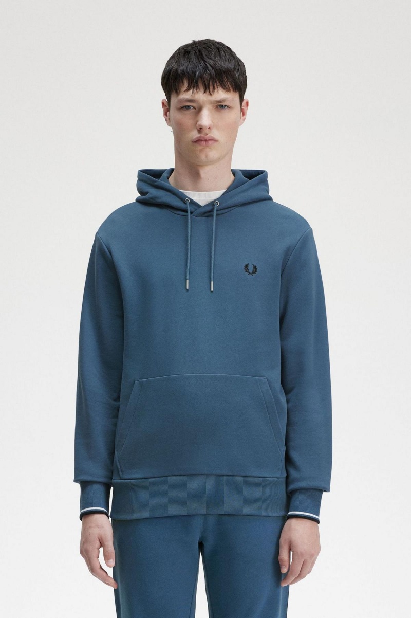 Sudaderas Fred Perry Tipped Encapuchado Hombre Azules | MXJZR71573