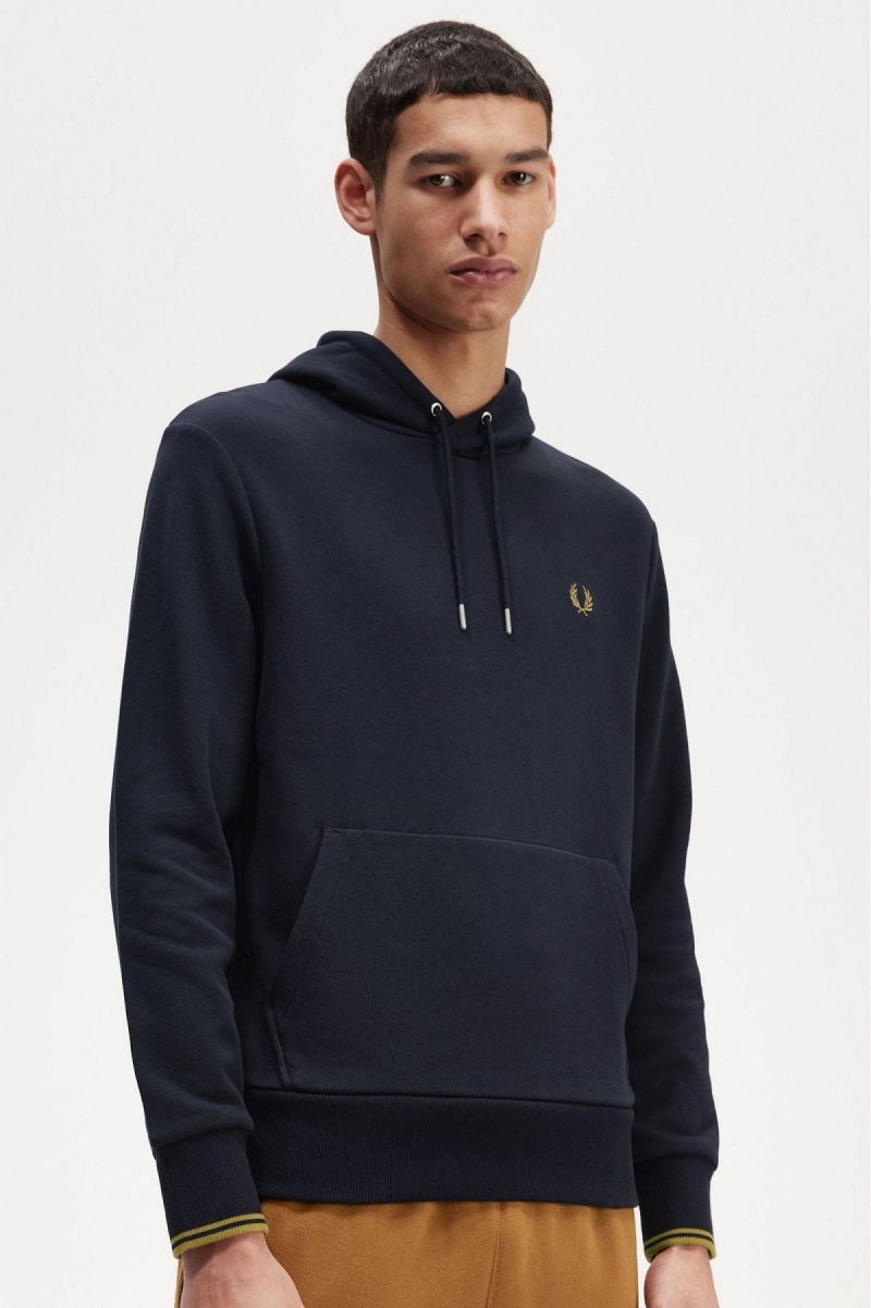 Sudaderas Fred Perry Tipped Encapuchado Hombre Azul Marino Azules | MXJVR68948