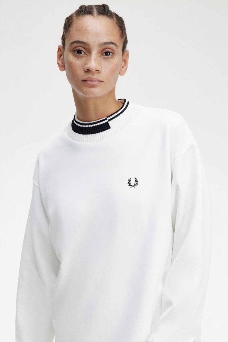 Sudaderas Fred Perry Tipped Trim Mujer Blancos | GMXUC18393