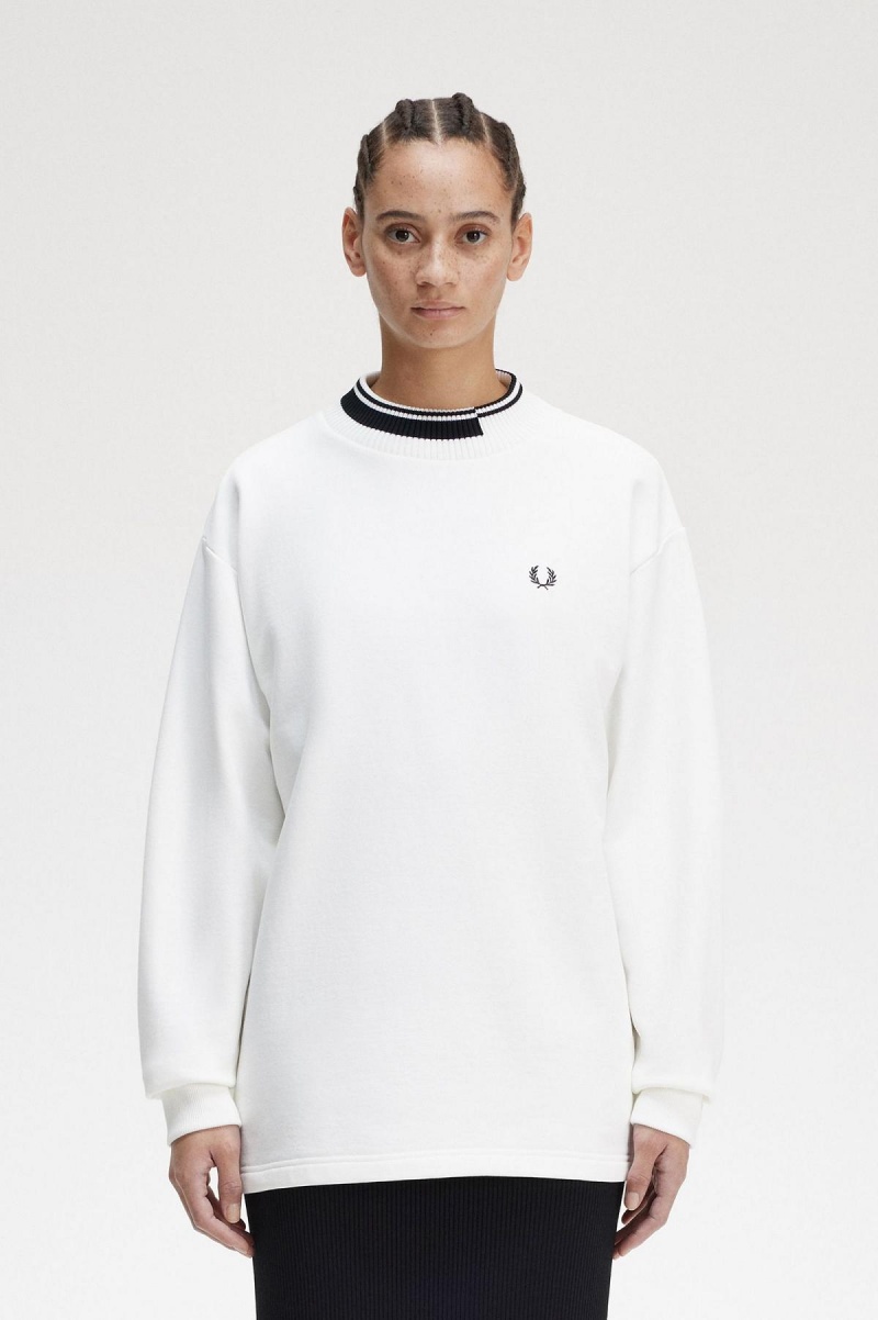 Sudaderas Fred Perry Tipped Trim Mujer Blancos | GMXUC18393