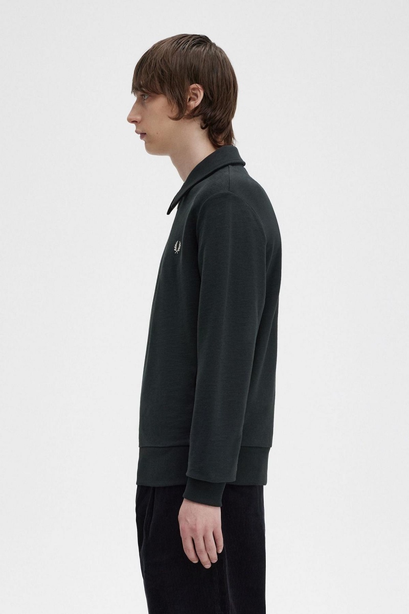 Sudaderas Fred Perry Zip Neck Collar Hombre Verdes | DMXKV15149