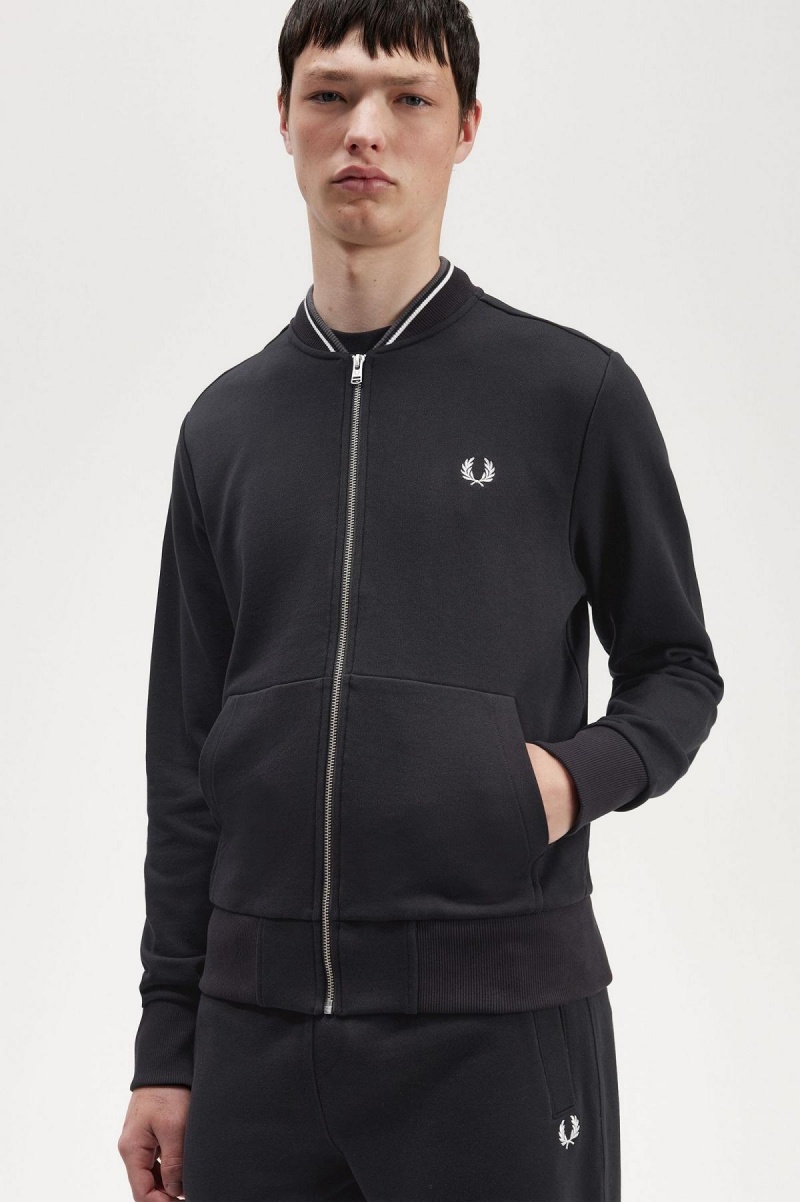 Sudaderas Fred Perry Zip Through Hombre Negros | GMXEC87237