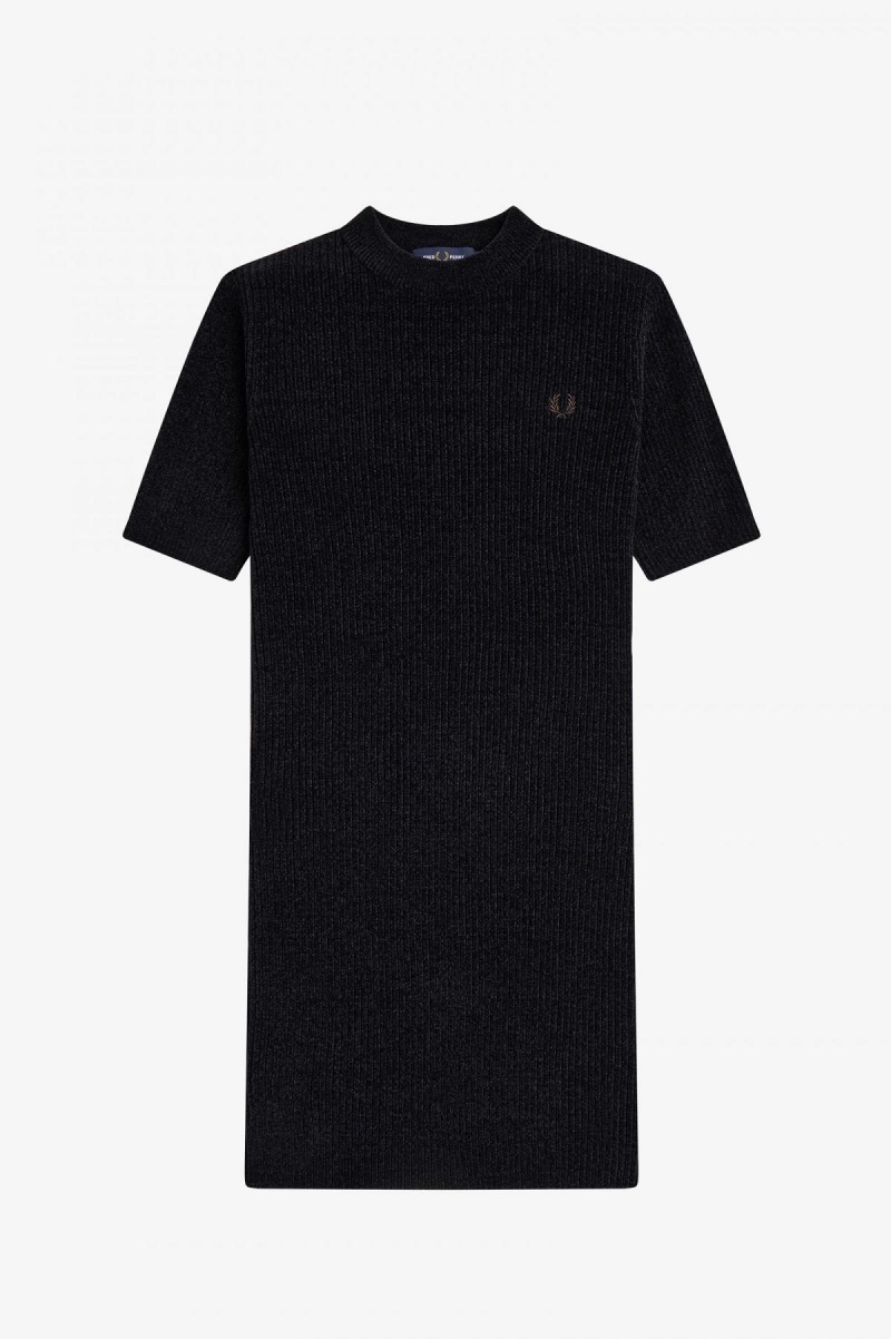 Vestido Fred Perry Chenille Rib Mujer Negros | MXJZR48081