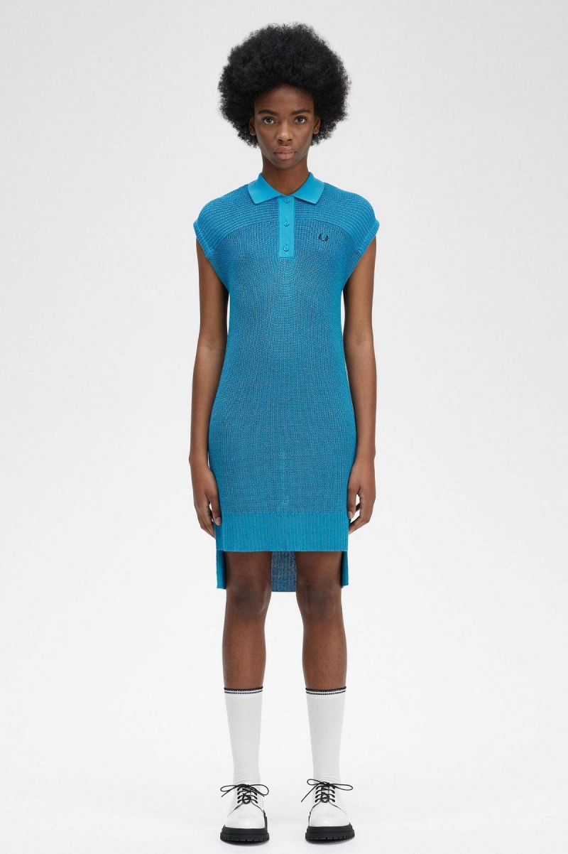 Vestido Fred Perry De Punto Shirt Mujer Azules | FMXHY90355