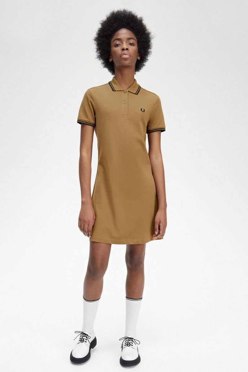 Vestido Fred Perry Twin Tipped Fred Perry Shirt Mujer Shaded Stone | MXZDE17354