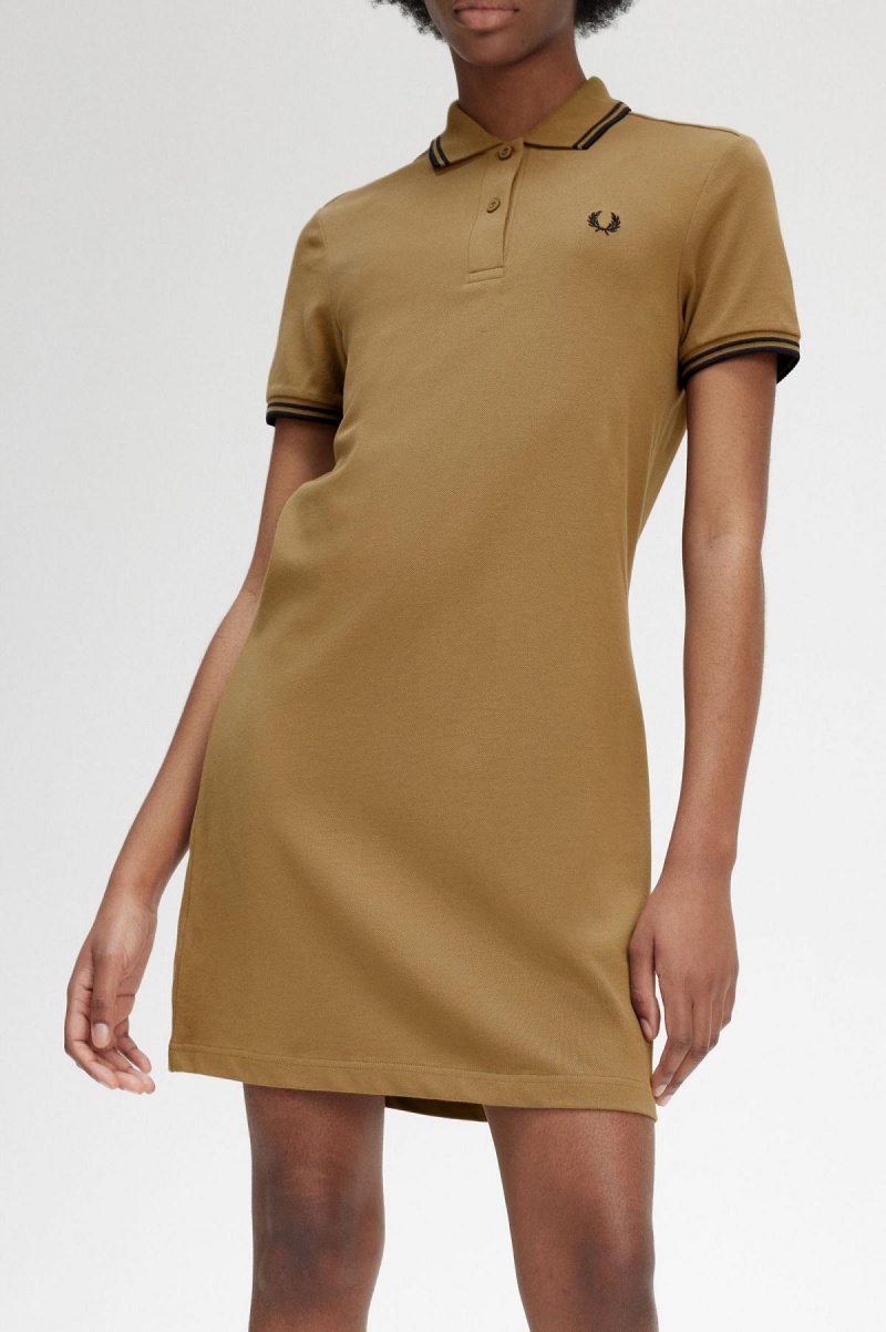 Vestido Fred Perry Twin Tipped Fred Perry Shirt Mujer Shaded Stone | MXZDE17354