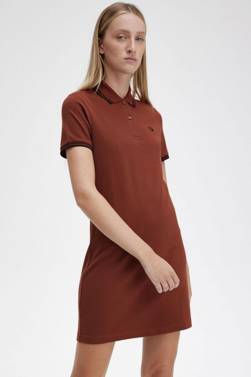 Vestido Fred Perry Twin Tipped Fred Perry Shirt Mujer Marrom Negros Negros | MXZPD49418