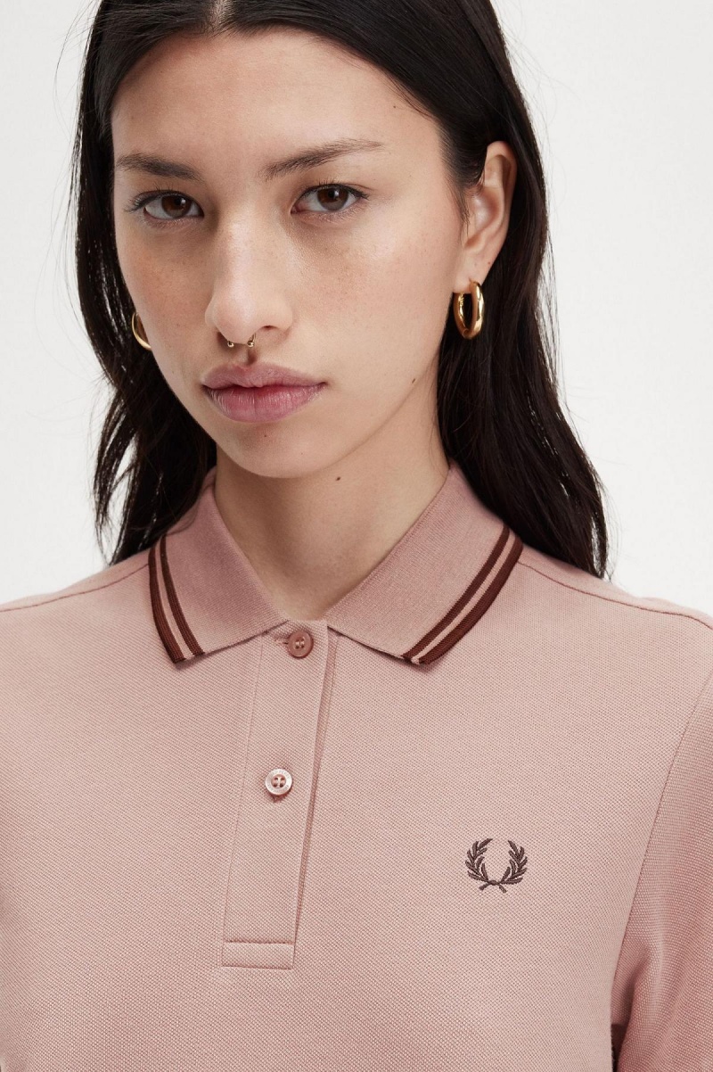 Vestido Fred Perry Twin Tipped Fred Perry Shirt Mujer Rosas Oscuro Marrom Marrom | AMXDF79496