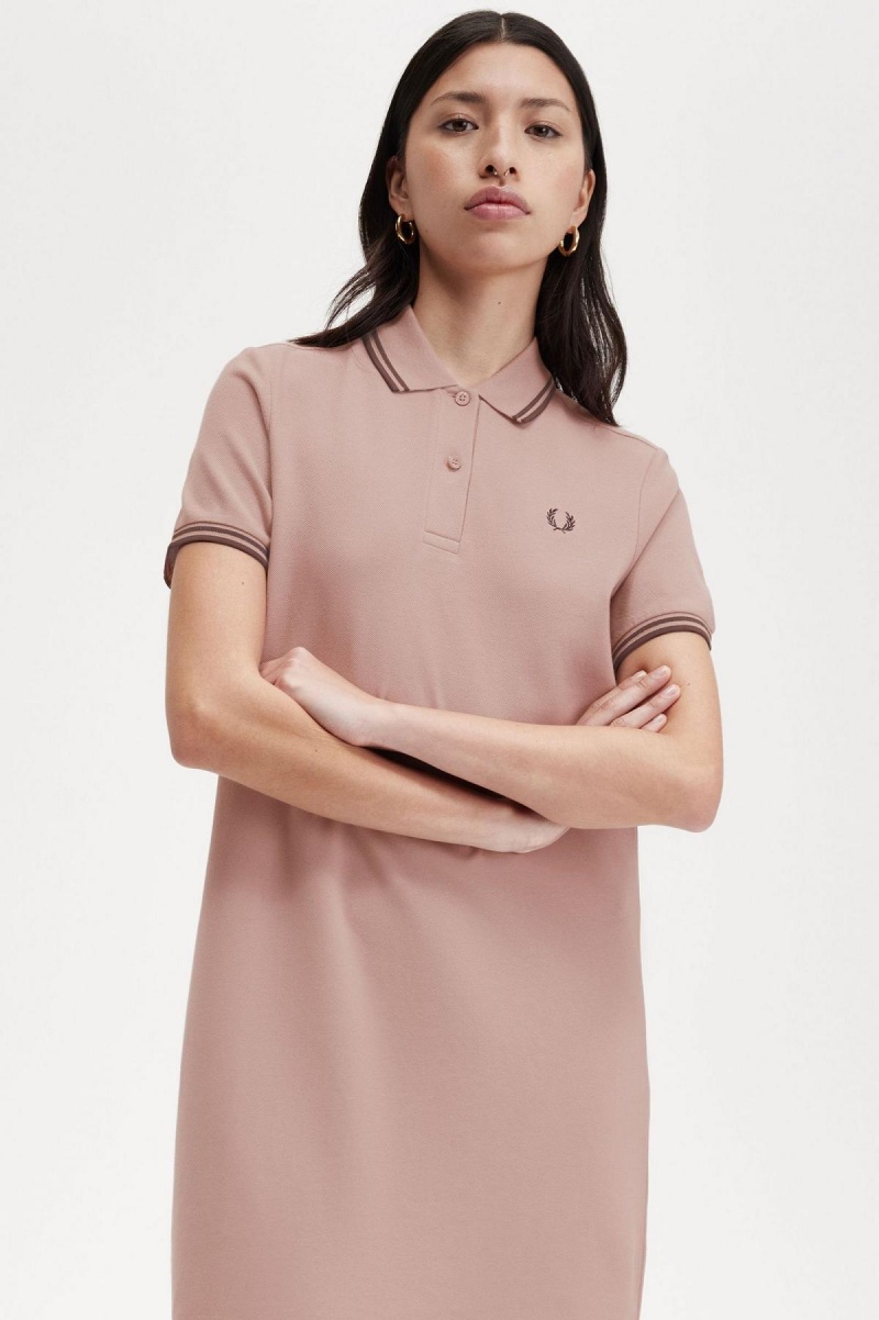 Vestido Fred Perry Twin Tipped Fred Perry Shirt Mujer Rosas Oscuro Marrom Marrom | AMXDF79496