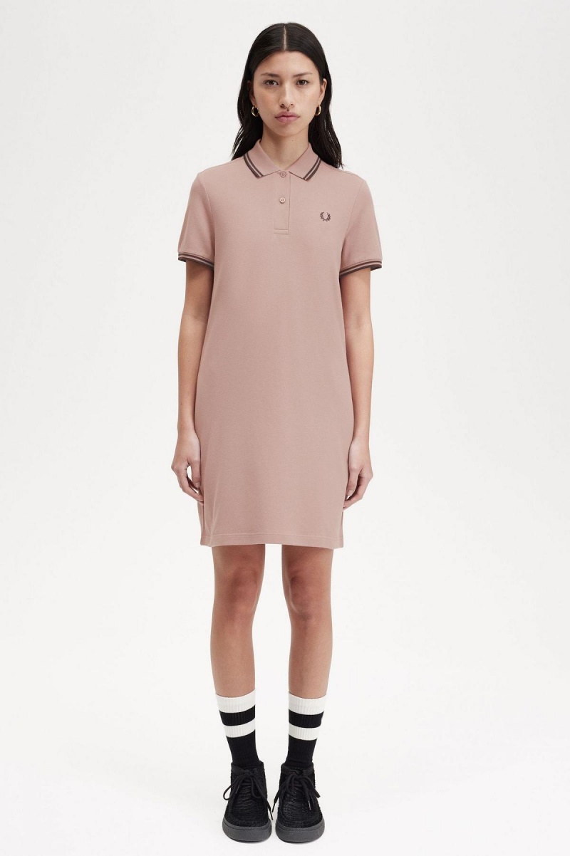 Vestido Fred Perry Twin Tipped Fred Perry Shirt Mujer Rosas Oscuro Marrom Marrom | AMXDF79496