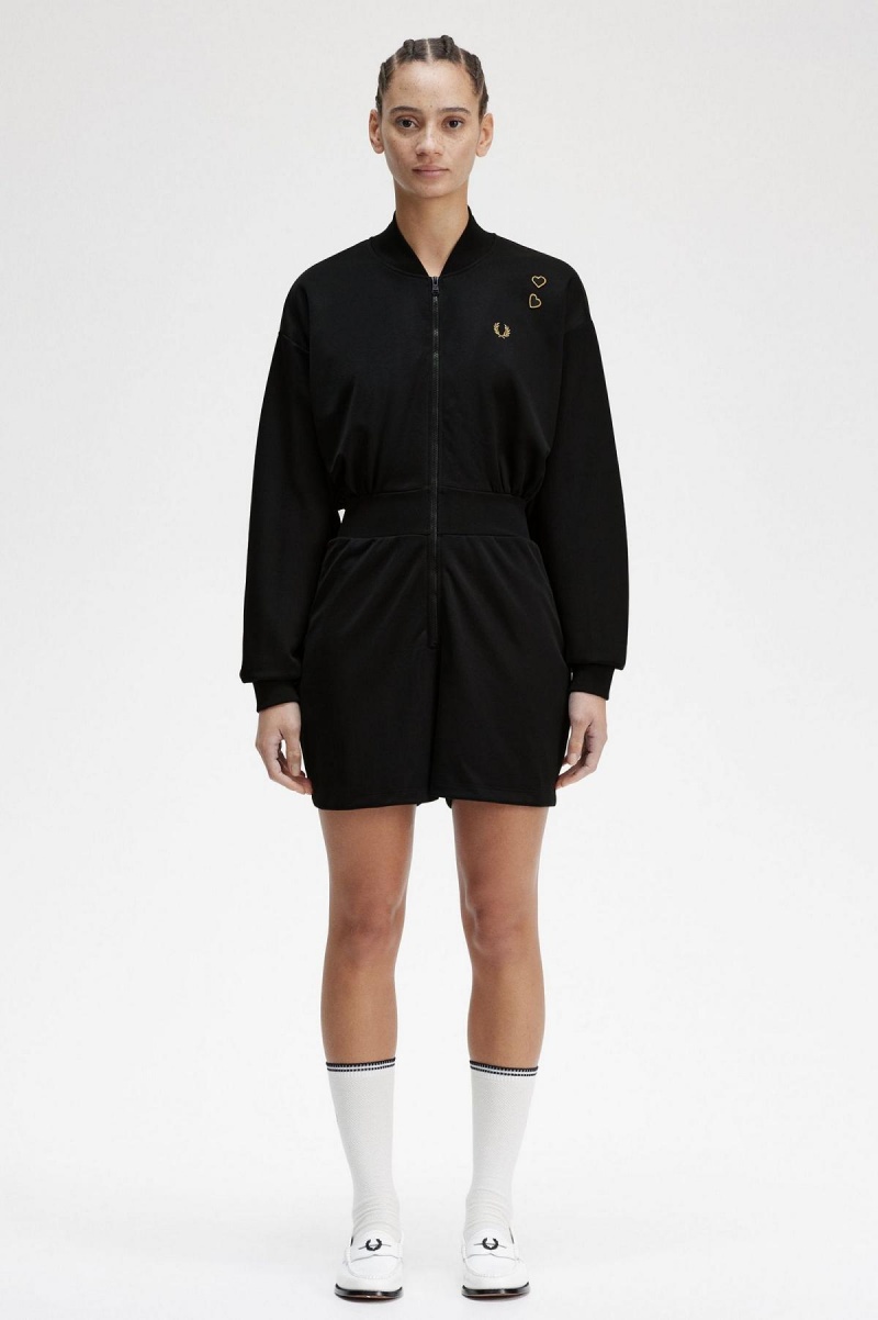 Vestido Fred Perry Zip-Through Playsuit Mujer Negros | MXXMI47383