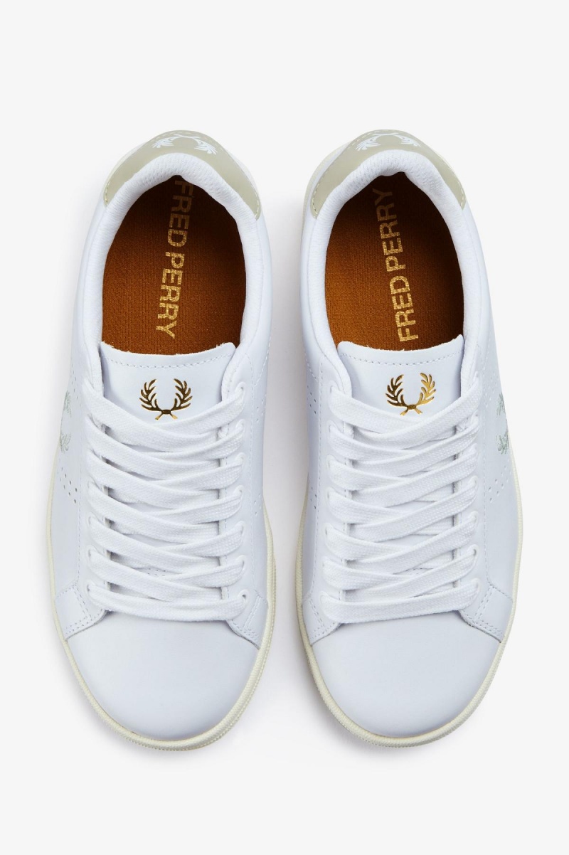 Zapatos Fred Perry B721 Hombre Blancos Azules | DMXKV75202