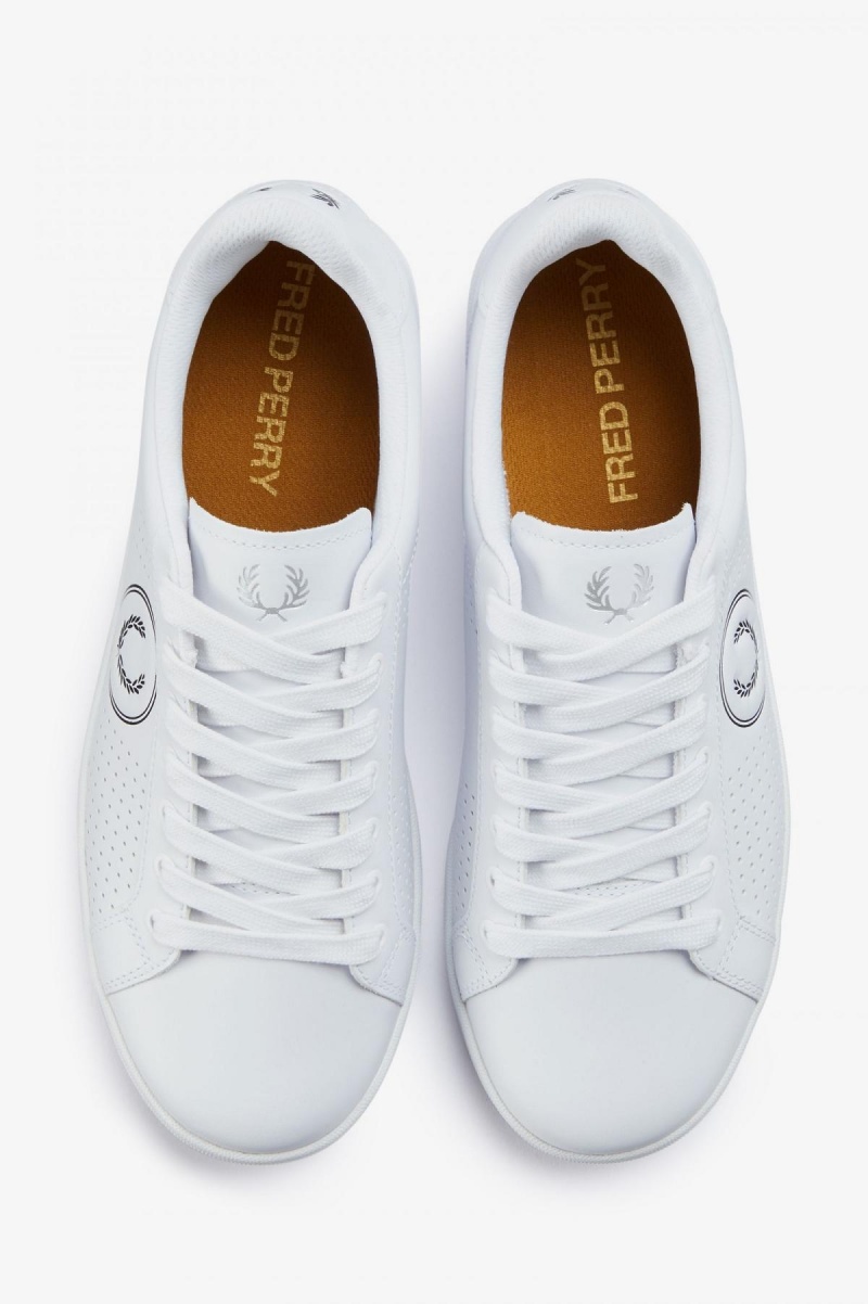 Zapatos Fred Perry B721 Hombre Blancos Negros | ZMXMJ36791