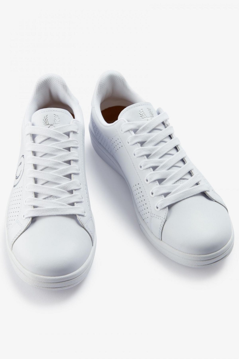 Zapatos Fred Perry B721 Hombre Blancos Negros | ZMXMJ36791