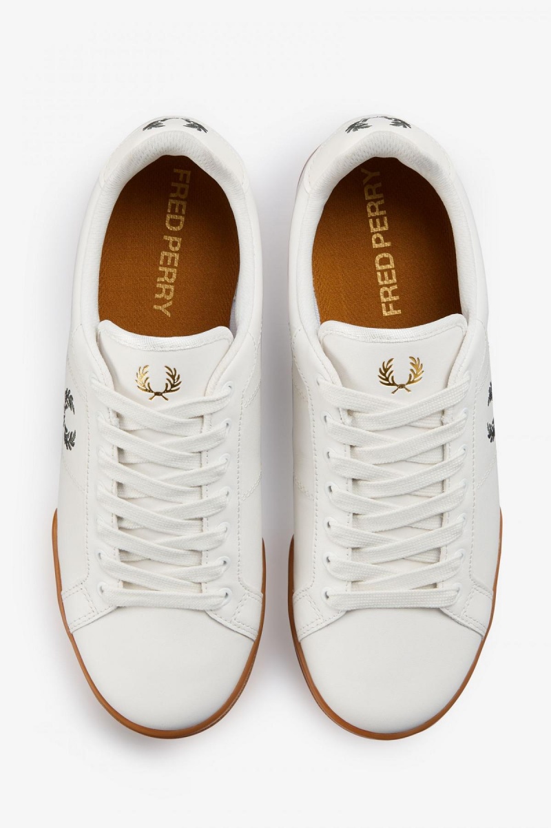 Zapatos Fred Perry B722 Hombre Blancos Verdes | QMXWA87165