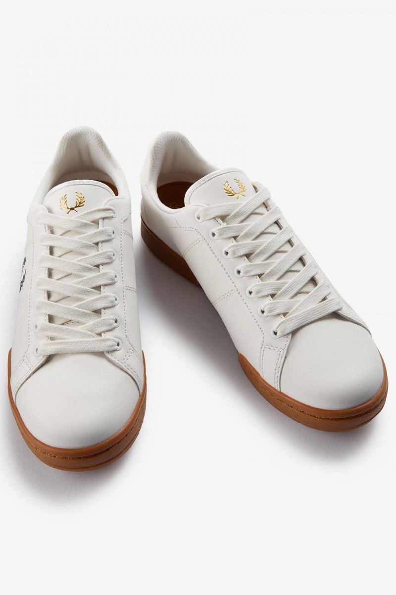 Zapatos Fred Perry B722 Hombre Blancos Verdes | QMXWA87165