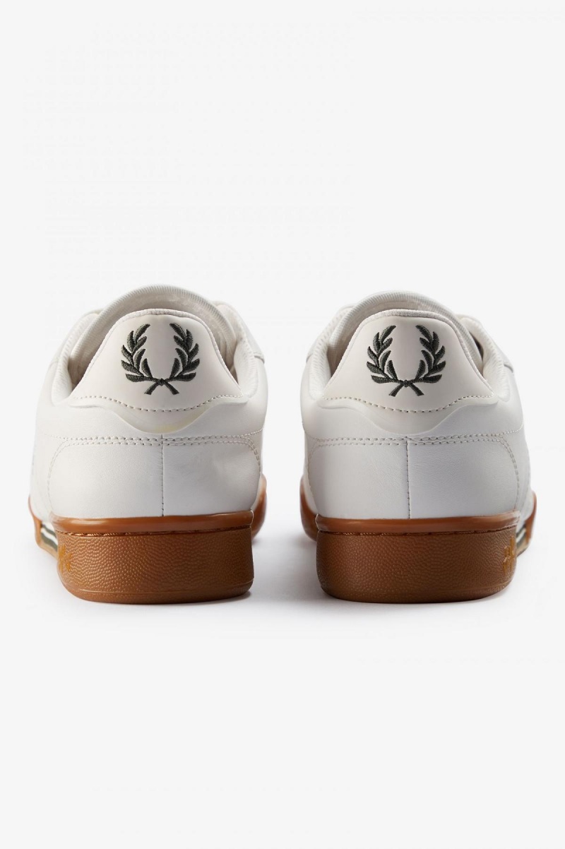 Zapatos Fred Perry B722 Hombre Blancos Verdes | QMXWA87165