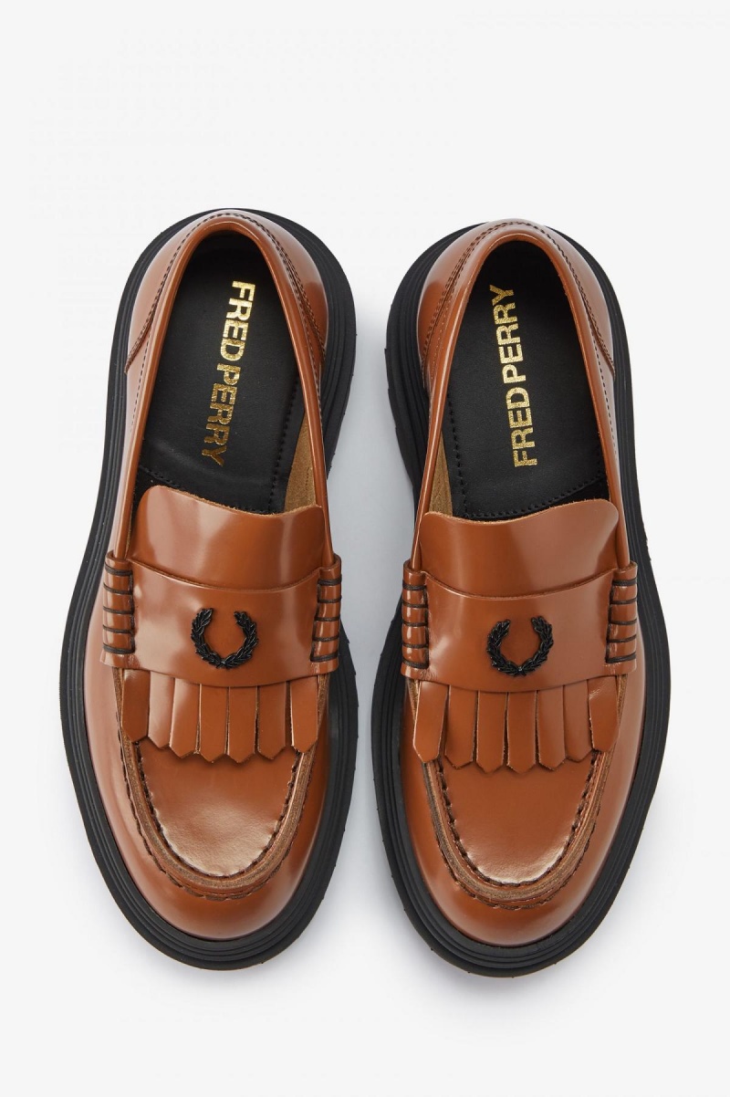 Zapatos Fred Perry Cuero Loafer Hombre Tan | PMXQX86708