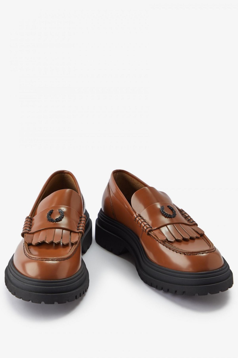 Zapatos Fred Perry Cuero Loafer Hombre Tan | PMXQX86708