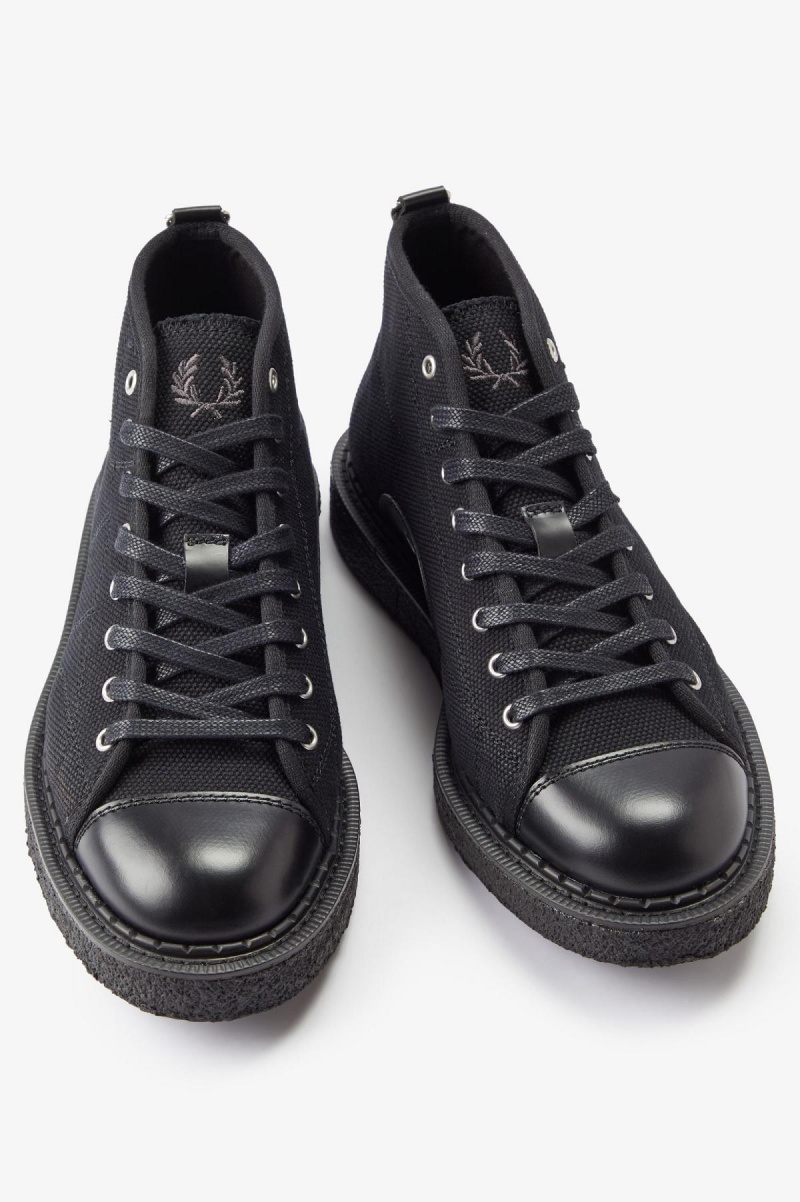 Zapatos Fred Perry Lona Monkey Hombre Negros | PMXER95418