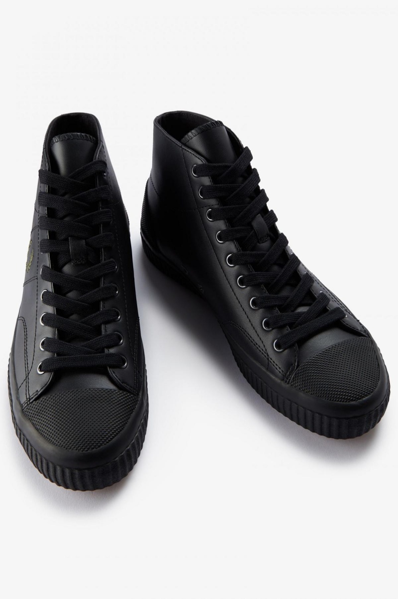 Zapatos Fred Perry Mid Hughes Hombre Negros Verdes | YMXGT38434