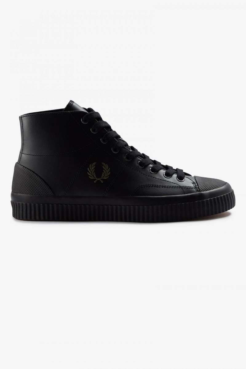 Zapatos Fred Perry Mid Hughes Hombre Negros Verdes | YMXGT38434