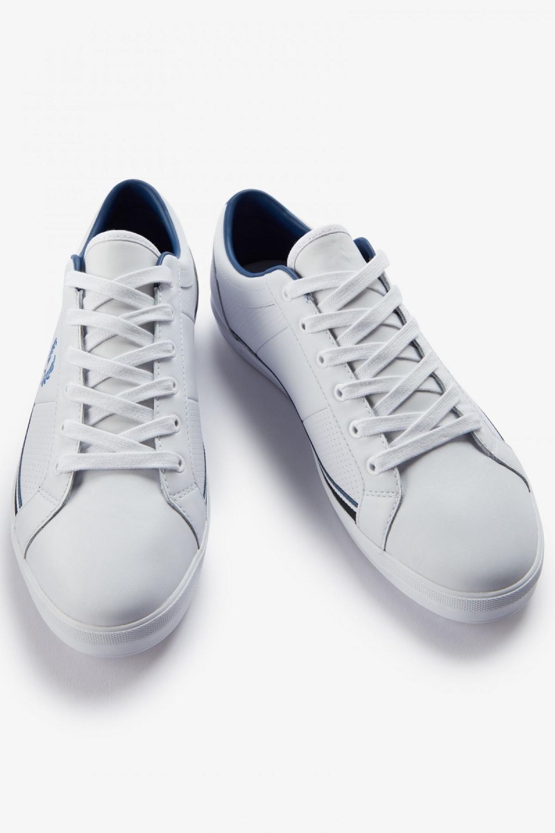 Zapatos Fred Perry Perforated Baseline Hombre Blancos Azules | MXIIZ36468