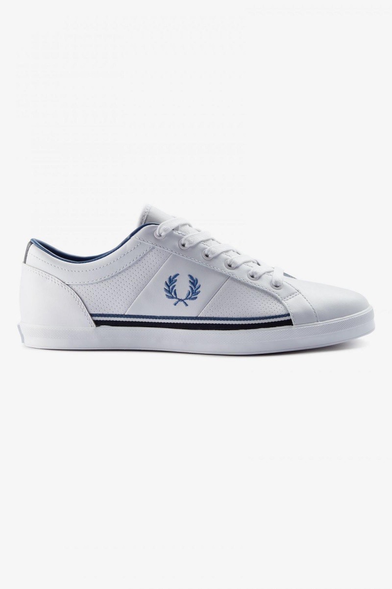 Zapatos Fred Perry Perforated Baseline Hombre Blancos Azules | MXIIZ36468